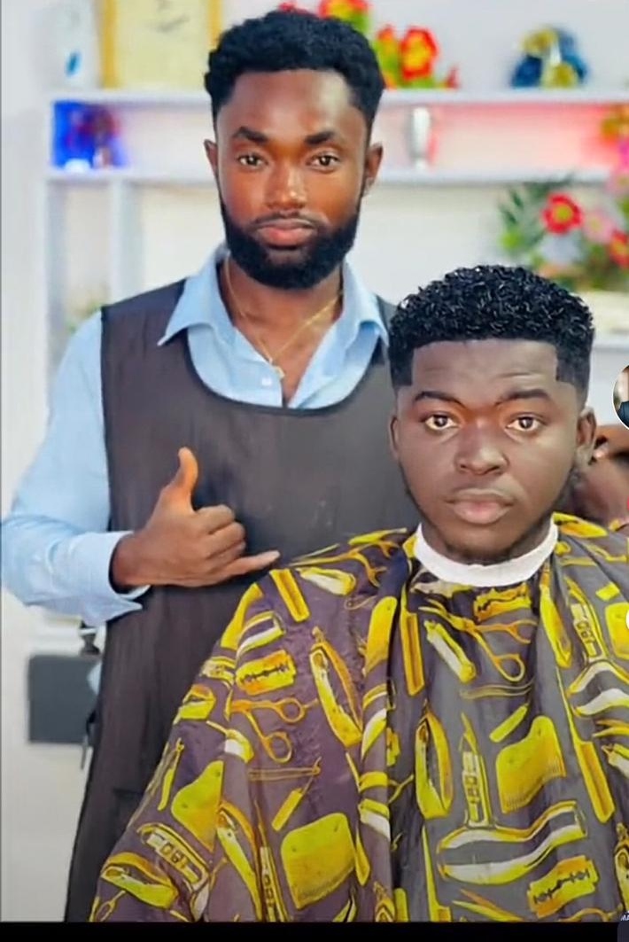 /Male curled Haircut with black dye, shampoo, sterilized towel, mousse, gel, and oil spray